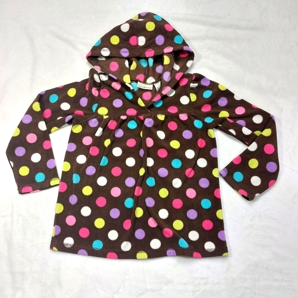 JUMPING BEANS GIRLS BROWN POLKA DOT FLEECE HOODED LONG SLEEVE SHIRT SIZE 6X